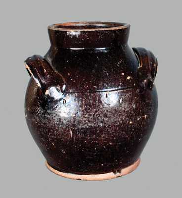 Unusual Glazed Redware Jar with Incised Name and 1826 Date, possibly New Jersey