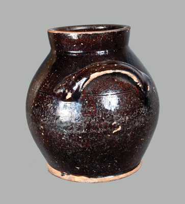 Unusual Glazed Redware Jar with Incised Name and 1826 Date, possibly New Jersey