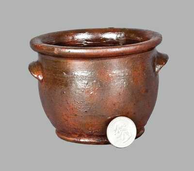 Rare Glazed Redware Sugar Bowl, possibly John Bowman, Boonsboro, MD, circa 1870