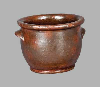 Rare Glazed Redware Sugar Bowl, possibly John Bowman, Boonsboro, MD, circa 1870