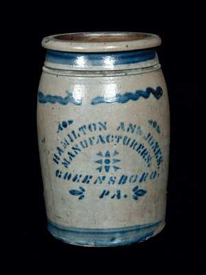 HAMILTON & JONES / GREENSBORO, PA 1 Gal. Stoneware Crock