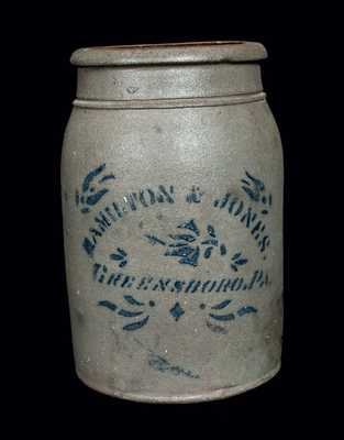 HAMILTON & JONES / GREENSBORO, PA 1 Gal. Stoneware Crock