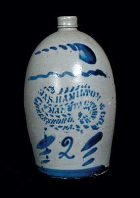 JAS. HAMILTON / GREENSBORO, PA 2 Gal. Stoneware Jug