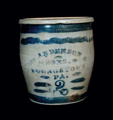 ANDERSON & SONS / YOUNGSTOWN, PA 2 Gal. Stoneware Crock