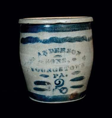 ANDERSON & SONS / YOUNGSTOWN, PA 2 Gal. Stoneware Crock