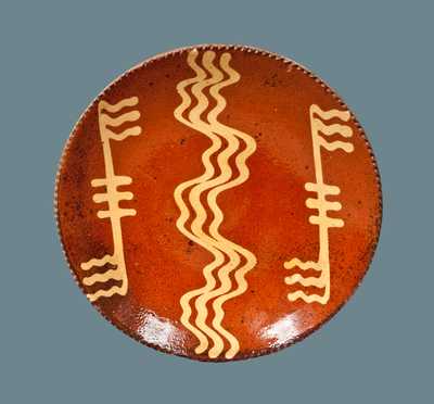 Slip-Decorated American Redware Plate