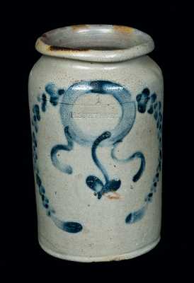 Unusual H. SMITH & CO, Alexandria, VA, Stoneware Crock w/ Incised Initial 