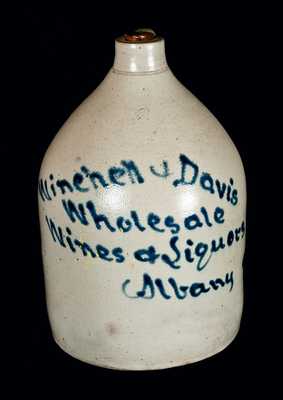 Slip-Trailed Stoneware Jug with Albany, NY Advertising