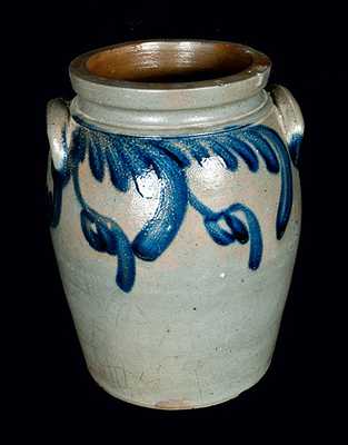 Ovoid Baltimore Stoneware Jar with Hanging Floral Decoration, c1830