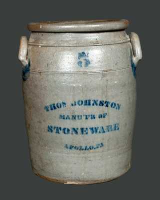 5 Gal. THOS. JOHNSTON / APOLLO, PA Stoneware Crock