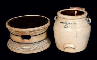 Lot of Two: Stoneware Batter Pail and Stoneware Spittoon