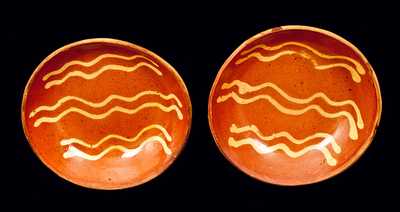 Pair of Slip-Decorated Pennsylvania Redware Dishes