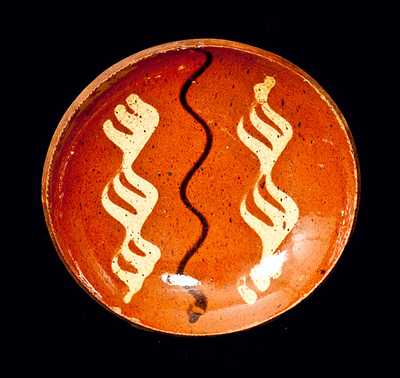 Berks County, PA Redware Plate with Two-Color Slip Decoration