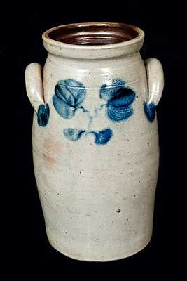 One-Gallon Stoneware Churn with Floral Decoration