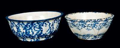 Lot of Two: Blue and White Spongeware Bowls