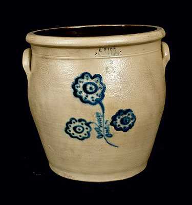 C. HART / SHERBURNE Stoneware Crock with Slip-Trailed Decoration