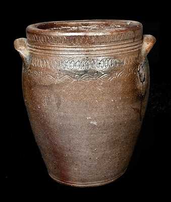 1 Gal. South Amboy, NJ Stoneware Jar with Profuse Coggled Design, circa 1810