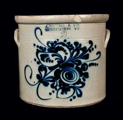 J. NORTON & CO. / BENNINGTON, VT Stoneware Crock with Elaborate Floral Decoration