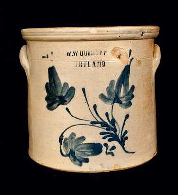 M. WOODRUFF / CORTLAND Stoneware Crock with Floral Decoration