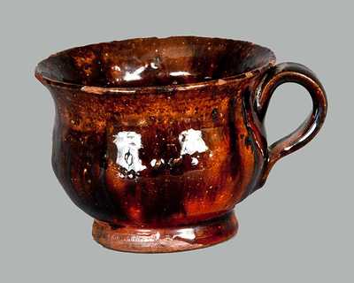 Fine Diminutive Redware Teacup with Manganese Drips