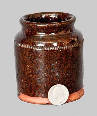 Miniature Redware Canning Jar with Manganese Glaze