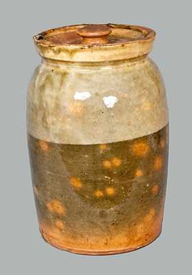 Galena, Illinois Lidded Redware Jar with Two-Tone Glaze