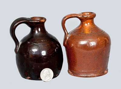 Lot of Two: Diminutive Redware Jugs