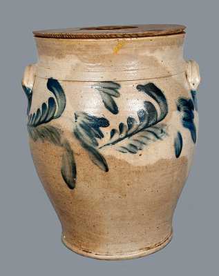 Baluster Form Richard Remmey, Philadelphia, PA Stoneware Crock with Tulip Decoration