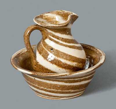 Miniature Stoneware Pitcher and Bowl Set, Charles Lisk, Vale, NC