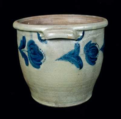 Ovoid JOHN BELL / WAYNESBORO, PA Stoneware Crock w/ Profuse Tulip Decoration