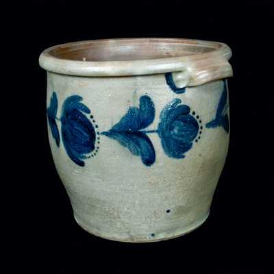 Ovoid JOHN BELL / WAYNESBORO, PA Stoneware Crock w/ Profuse Tulip Decoration