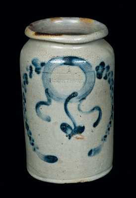 Unusual H. SMITH & CO, Alexandria, VA, Stoneware Crock w/ Incised Initial "M"