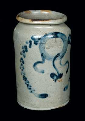 Unusual H. SMITH & CO, Alexandria, VA, Stoneware Crock w/ Incised Initial "M"
