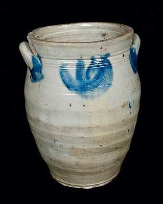 Two Gallon Ovoid Stoneware Crock attrib. William Capron, Albany, NY, 1800-1805