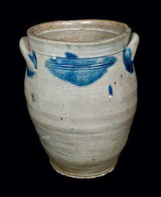 Two Gallon Ovoid Stoneware Crock attrib. William Capron, Albany, NY, 1800-1805