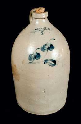 JULIUS NORTON / BENNINGTON, VT Stoneware Jug with Floral Decoration