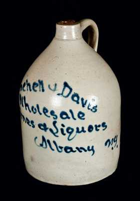 Slip-Trailed Stoneware Jug with Albany, NY Advertising