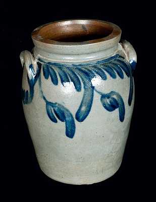 Ovoid Baltimore Stoneware Jar with Hanging Floral Decoration, c1830