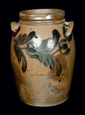 Ovoid Baltimore Stoneware Crock with Horizontal Floral Decoration, c1840