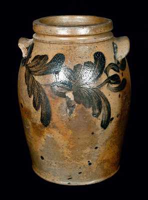 Ovoid Baltimore Stoneware Crock with Horizontal Floral Decoration, c1840