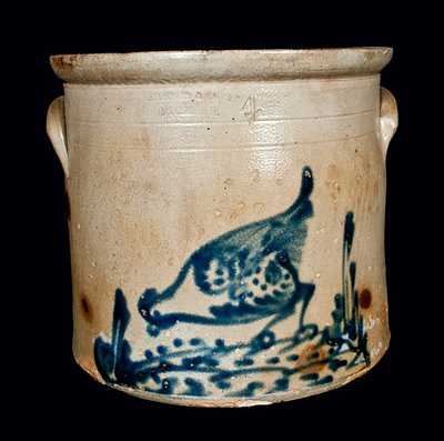 New York State Stoneware Crock with Chicken Pecking Corn Decoration