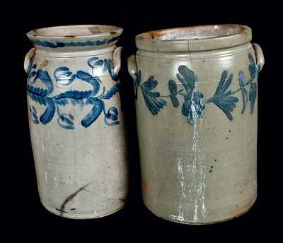 Lot of Two: Baltimore, MD Stoneware Churn and Chester County, PA Stoneware Crock