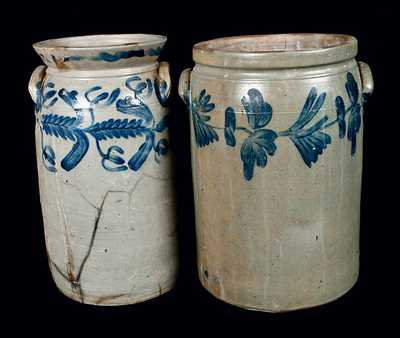 Lot of Two: Baltimore, MD Stoneware Churn and Chester County, PA Stoneware Crock