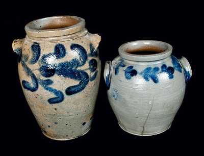 Lot of Two: Ovoid Stoneware Crocks circa 1830, Baltimore and Philadelphia