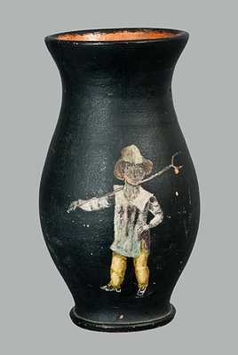 Painted Redware Vase Dated 1885