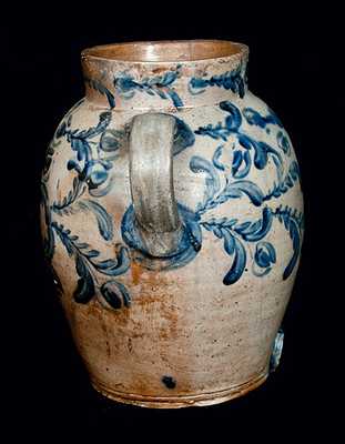 Rare Two-Gallon Open-Handled Baltimore Stoneware Water Cooler with Profuse Decoration