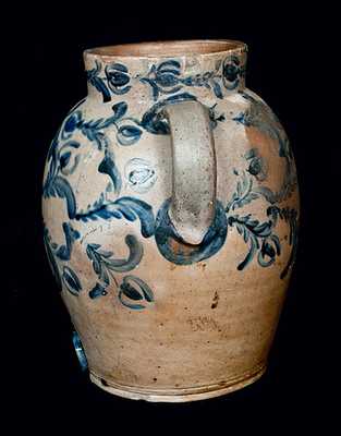 Rare Two-Gallon Open-Handled Baltimore Stoneware Water Cooler with Profuse Decoration