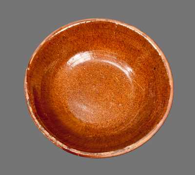 Extremely Rare HEART & CROFT Redware Bowl, Chambersburg, PA, circa 1870