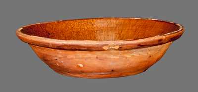 Extremely Rare HEART & CROFT Redware Bowl, Chambersburg, PA, circa 1870