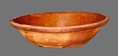 Extremely Rare HEART & CROFT Redware Bowl, Chambersburg, PA, circa 1870